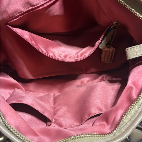 Coach Snake Print Leather Beige & Brown Shoulder Bag w Detachable Strap - Picture 5 of 8